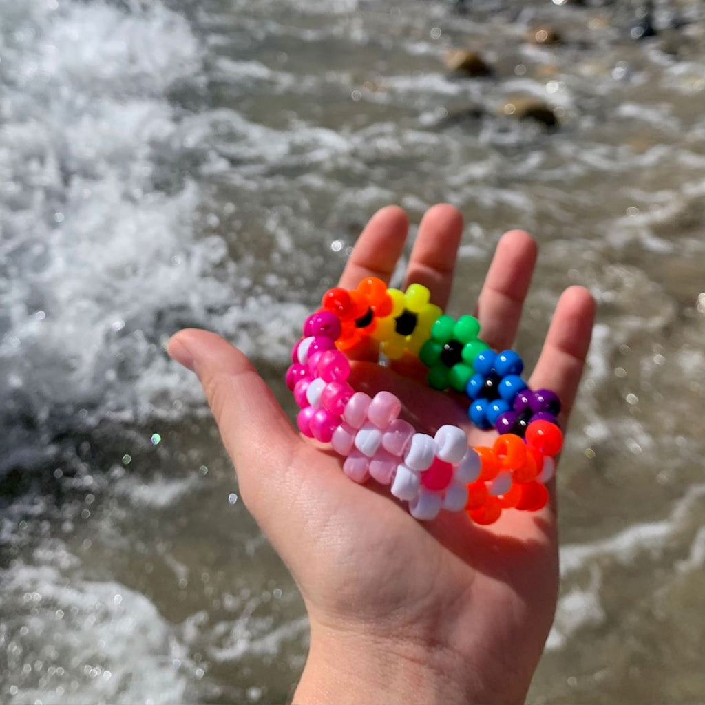 Rainbow Lesbian Pride Flower Kandi Bracelet