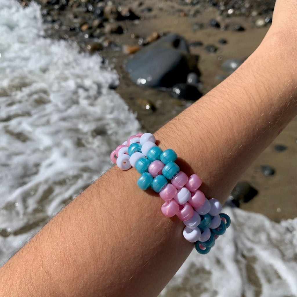 Trans Pride Flower Kandi Bracelet