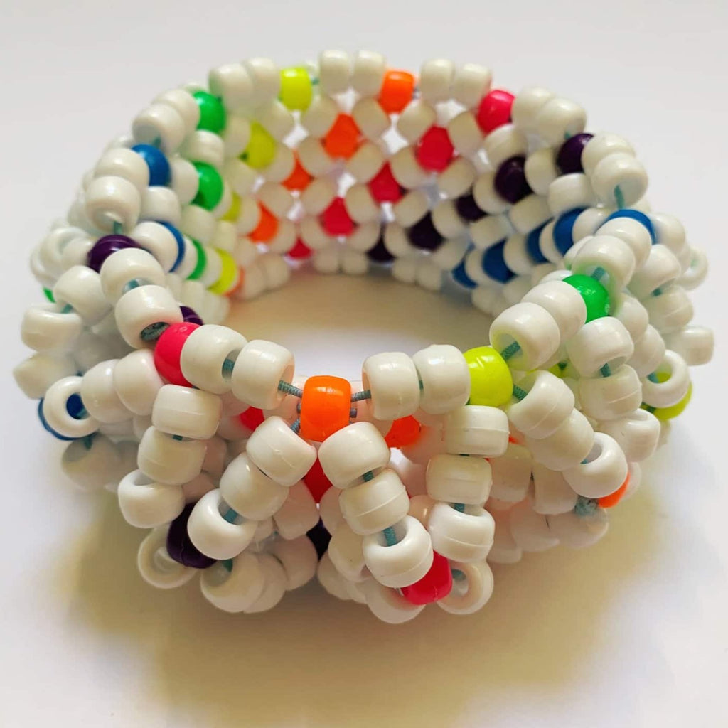 Rainbow & White UFO Kandi Cuff